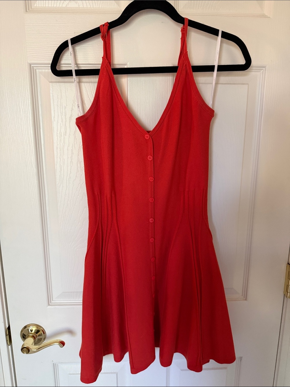 Lulus Flattering Disposition Orange Button-front Ribbed Mini Dress - Size L - Picture 2 of 3